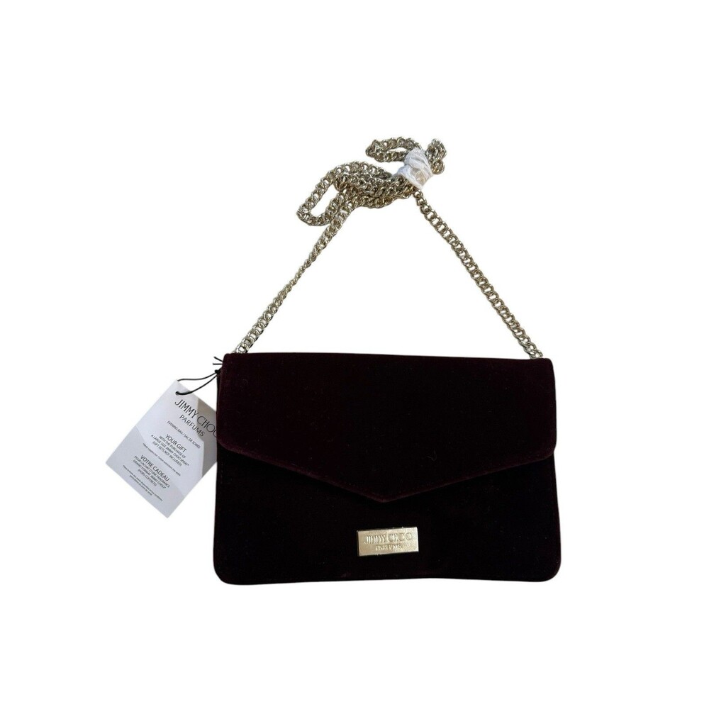 Jimmy Choo Burgundy Crossbody Bag with Gold Chain